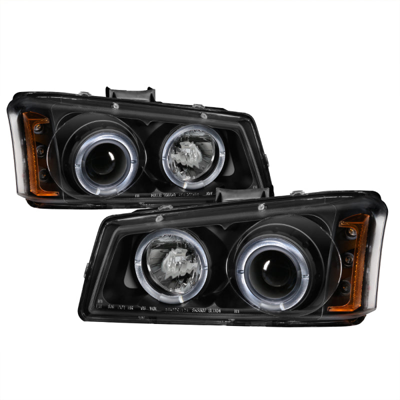 Spyder Chevy Silverado 1500 03-06 Projector LED Halo LED Amber Reflctr Blk  PRO-YD-CS03-AM-BK