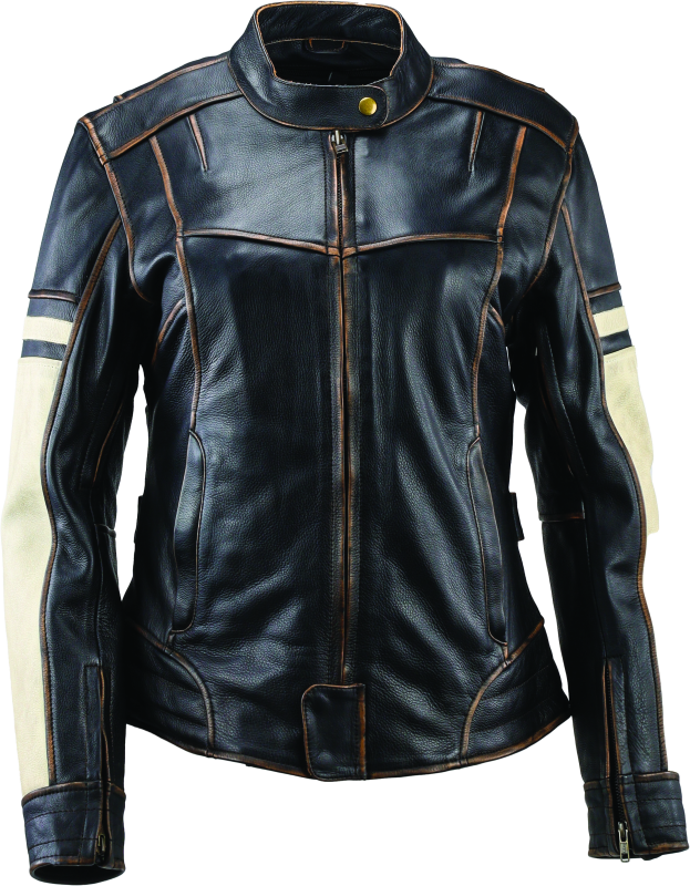Kuryakyn By River Road Dame Vintage Leather Jacket Black Womens - XL