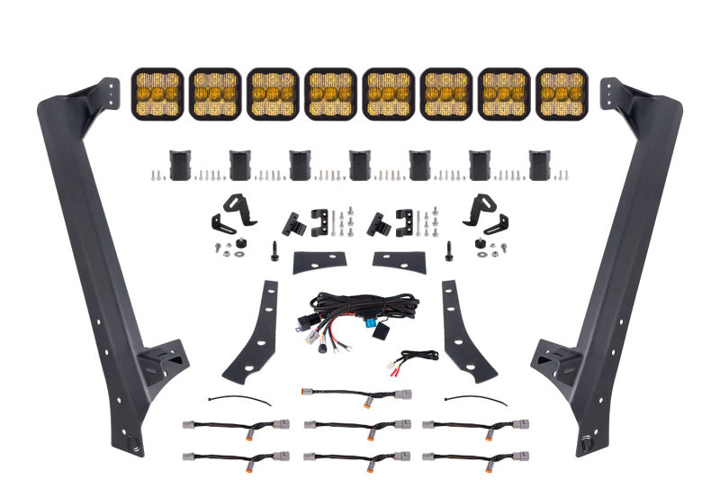 Diode Dynamics Jeep JK SS5 Pro CrossLink Windshield - Yellow Combo Lightbar Kit