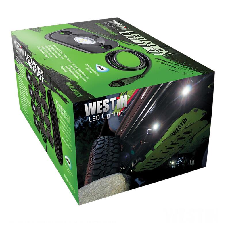 Westin Universal LED Rock Light Kit - 4 Lights - 14ft 9in Wiring Harness & Switch