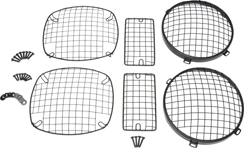 Kentrol 97-06 Jeep Wrangler TJ Wire Mesh Guard Set 6 Pieces - Powdercoat Black