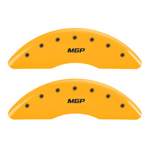 Load image into Gallery viewer, MGP 4 Caliper Covers Engraved Front &amp; Rear MGP Yellow Finish Black Char 2010 Dodge Ram 2500
