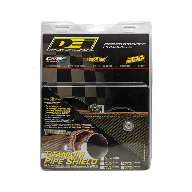 DEI Pipe Shield 4in w x 8in - w/Stainless Steel Clamps - Titanium