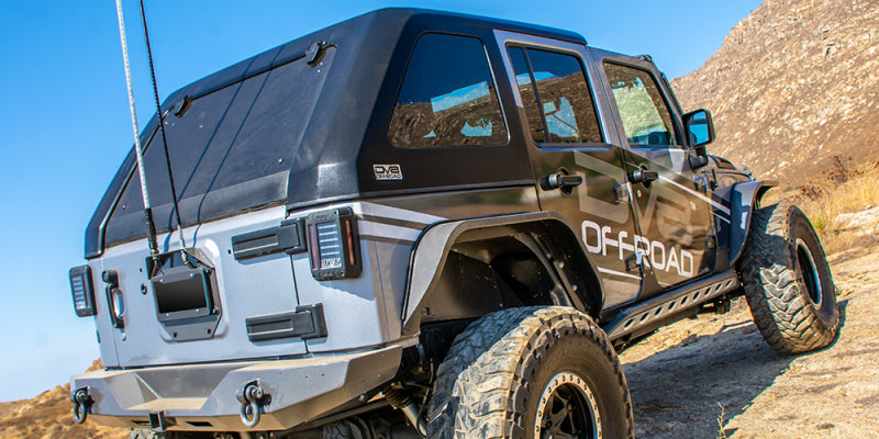 DV8 Offroad 07-18 Jeep Wrangler JK 2 Piece Fast Back Hard Top 4 Door - Black