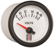 Load image into Gallery viewer, Autometer Stack 52mm 8-18V Electric Battery Voltage Gauge - White