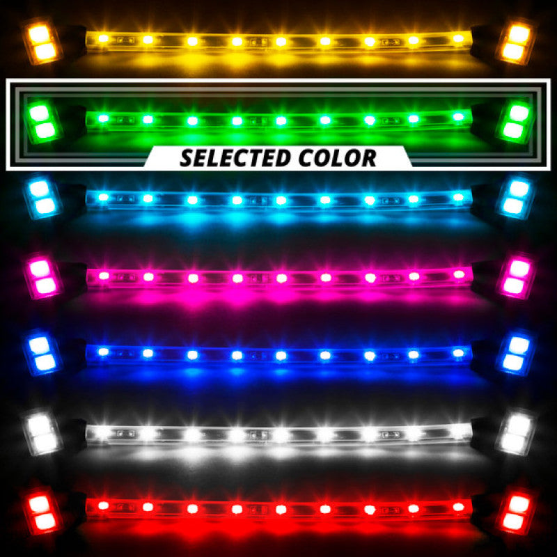 XK Glow Strips Single Color XKGLOW LED Accent Light Motorcycle Kit Pink - 8xPod + 2x8In