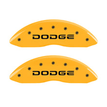 Load image into Gallery viewer, MGP 4 Caliper Covers Engraved F &amp; R Broken D/Dodge Yellow Finish Black Char 2006 Dodge Durango