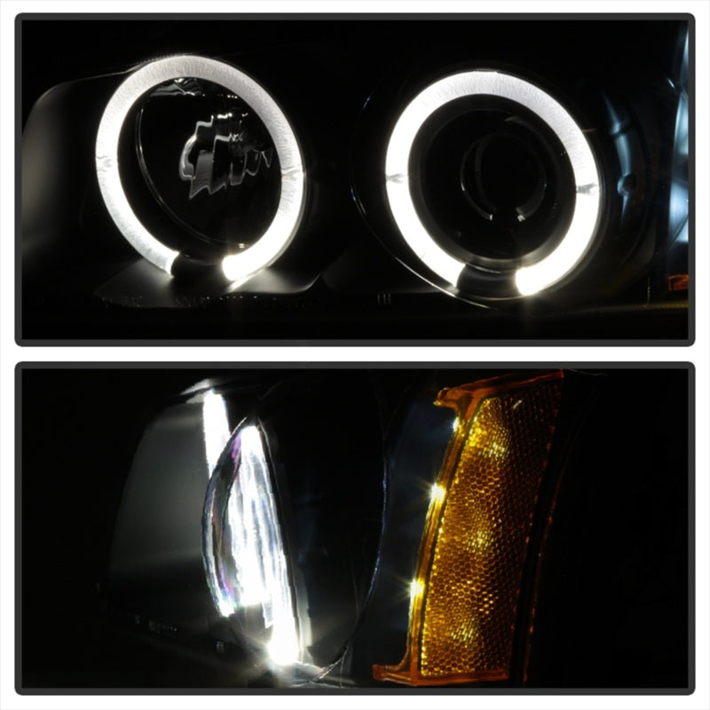 Spyder Chevy Silverado 1500 03-06 Projector LED Halo LED Amber Reflctr Blk PRO-YD-CS03-AM-BK