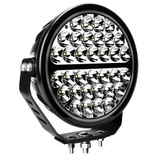 Load image into Gallery viewer, Go Rhino Xplor Blackout Series Round Single LED Spot Light Kit w/DRL (Surface Mount) 9in. - Blk