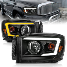 Load image into Gallery viewer, Anzo 06-09 Dodge RAM 1500/2500/3500 Headlights Black Housing/Clear Lens (w/Switchback Light Bars)