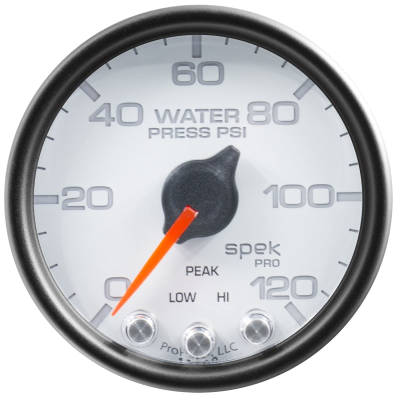 Autometer Spek-Pro Gauge Water Press 2 1/16in 120psi Stepper Motor W/Peak & Warn Wht/Blk
