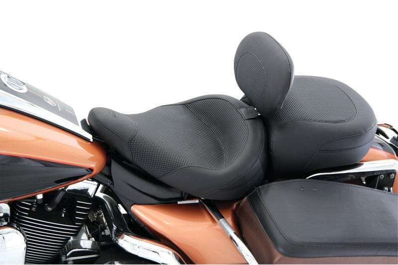 Mustang 83-21 Harley Electra Glide,Rd King Police Std Tour Solo Seat w/Dr Backrest Textured - Black
