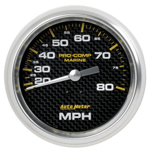 Load image into Gallery viewer, Autometer Gauge Speedometer 3-3/8in 80MPH Mechanical Marine Carbon Fiber