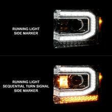 Load image into Gallery viewer, ANZO 2014-2015 Gmc Sierra 1500 Projector Headlights w/ Light Bar Chrome Housing (Halogen Type)