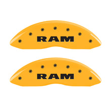 Load image into Gallery viewer, MGP 4 Caliper Covers Engraved Front RAM Engraved Rear RAMHEAD Yellow finish black ch