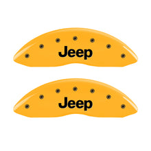 Load image into Gallery viewer, MGP Front set 2 Caliper Covers Engraved Front JEEP Yellow finish black ch