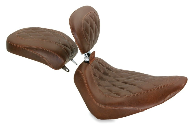 Mustang 84-06 Harley Standard Rear Tire Wide Tripper Solo Seat Backrest - Distressed Brown