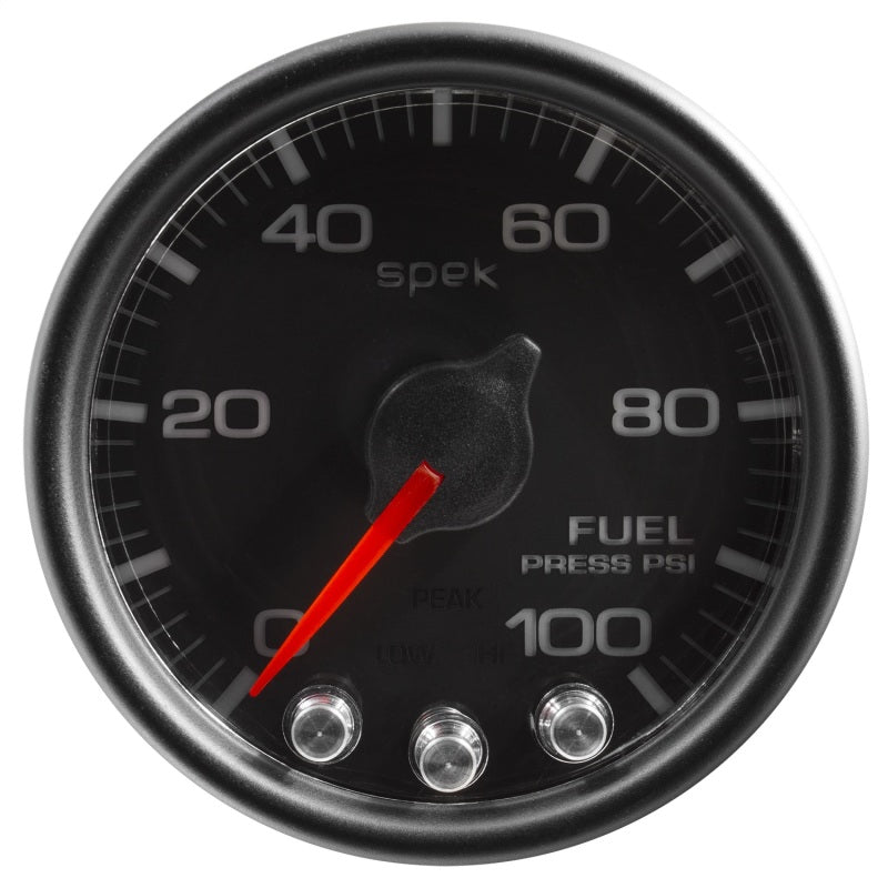 Autometer Spek-Pro Gauge Fuel Press 2 1/16in 100psi Stepper Motor W/Peak & Warn Blk/Blk