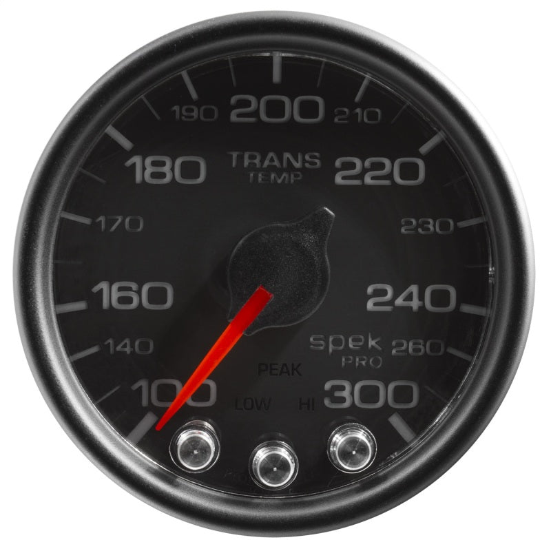 Autometer Spek-Pro Gauge Trans Temp 2 1/16in 300f Stepper Motor W/Peak & Warn Blk/Blk