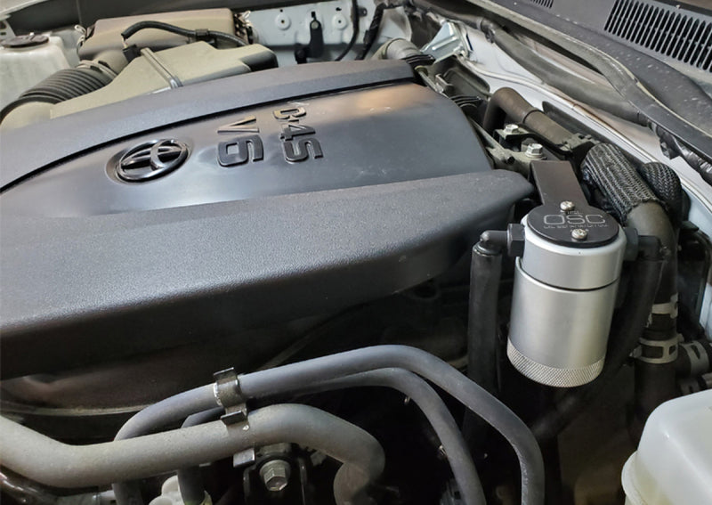 J&L 16-22 Toyota Tacoma 3.5L Driver Side Oil Separator 3.0 - Clear Anodized