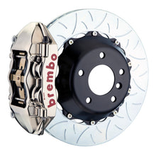 Load image into Gallery viewer, Brembo 08-14 WRX STI Rear GTR BBK 4 Piston Billet 345x28 2pc Rotor Slotted Type3- Nickel