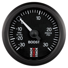 Load image into Gallery viewer, Autometer 52mm Stack Instruments -30INHG to +30PSI Mechanical Boost Gauge - Black