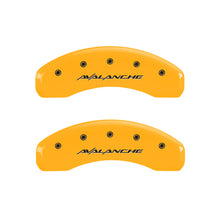 Load image into Gallery viewer, MGP 4 Caliper Covers Engraved Front &amp; Rear Avalanche Yellow Finish Black Char 2001 Chevrolet Tahoe