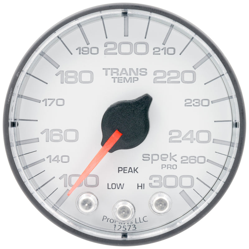 Autometer Spek-Pro 2 1/16in 300 Degree F Stepper Motor W/Peak & Warn White/Black Trans Temp Gauge