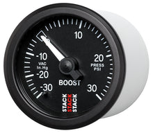 Load image into Gallery viewer, Autometer 52mm Stack Instruments -30INHG to +30PSI Mechanical Boost Gauge - Black