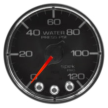 Load image into Gallery viewer, Autometer Spek-Pro Gauge Water Press 2 1/16in 120psi Stepper Motor W/Peak &amp; Warn Blk/Chrm