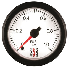 Load image into Gallery viewer, Autometer Stack 52mm 0-1 Bar M10 Male Pro Stepper Motor Fuel Pressure Gauge - White