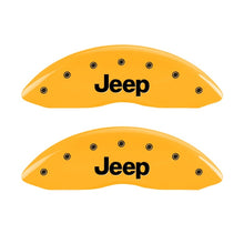 Load image into Gallery viewer, MGP Front set 2 Caliper Covers Engraved Front JEEP Yellow finish black ch